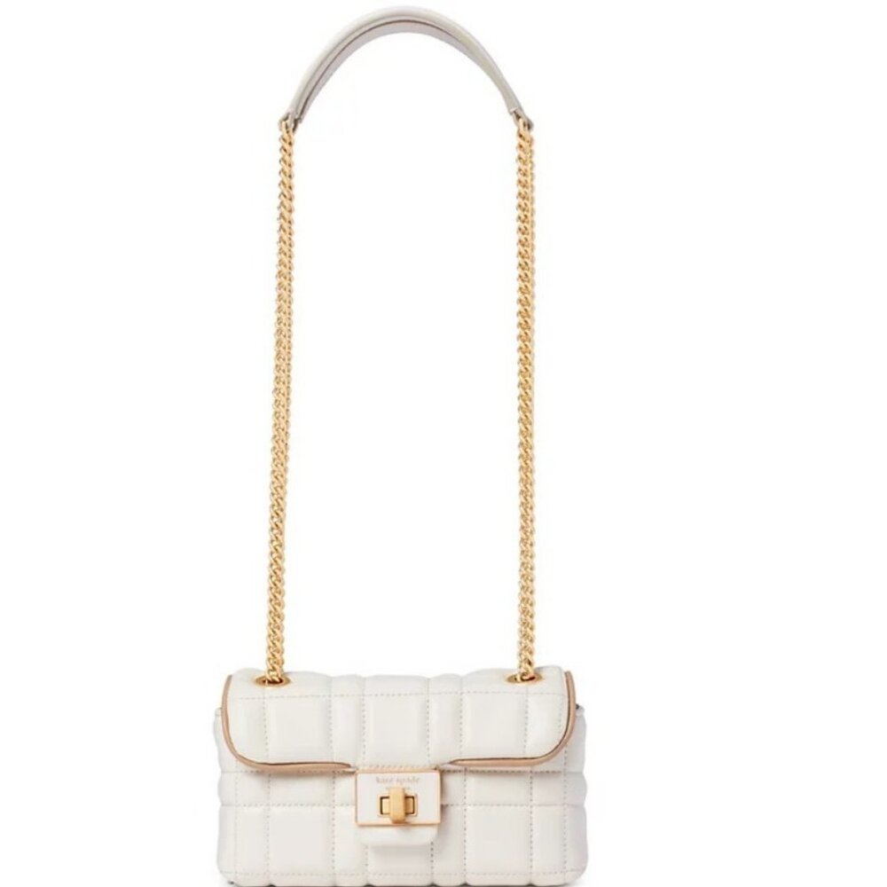 KATE SPADE NY Evelyn quilted leather mini shoulder crossbody + Dust bag IVORY